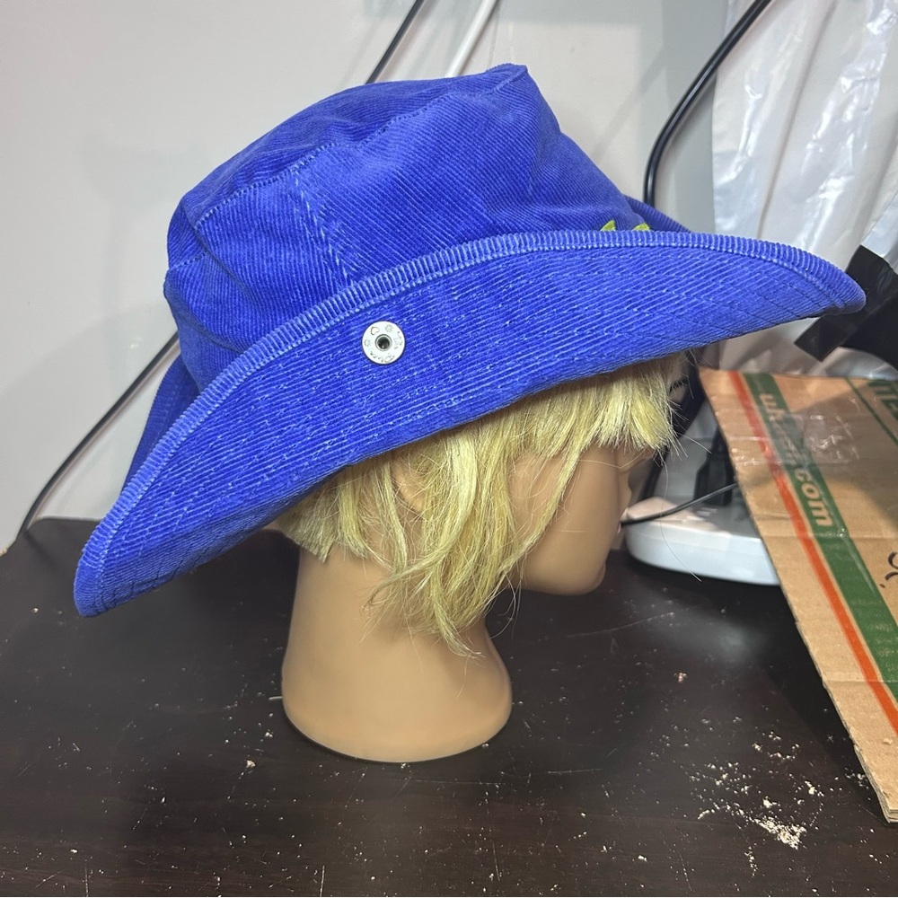The Children’s Place Brimmed Hat Blue Corduroy size 10-14 Fits adult head floral - Picture 4 of 11